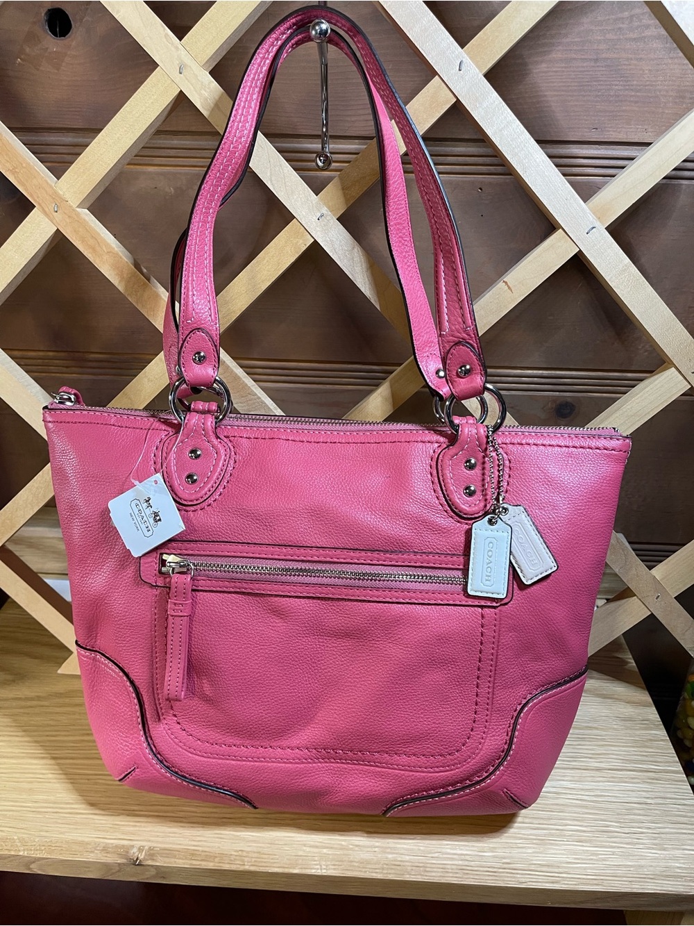 NWT Coach Fuchsia/Hot Pink Pebbled Leather Tote/ Shoulder Bag /Summer Beauty !